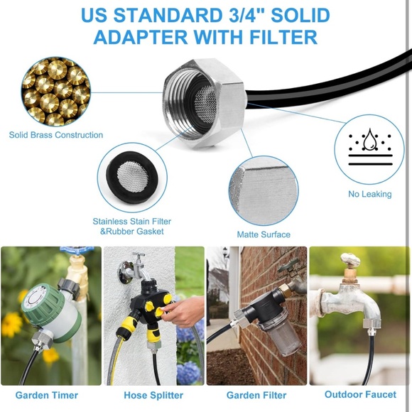 MistingCoolingSystem62FT (19M)MistingLine+22BrassMist Nozzles+BrassAdapter(3/4") - Picture 5 of 8